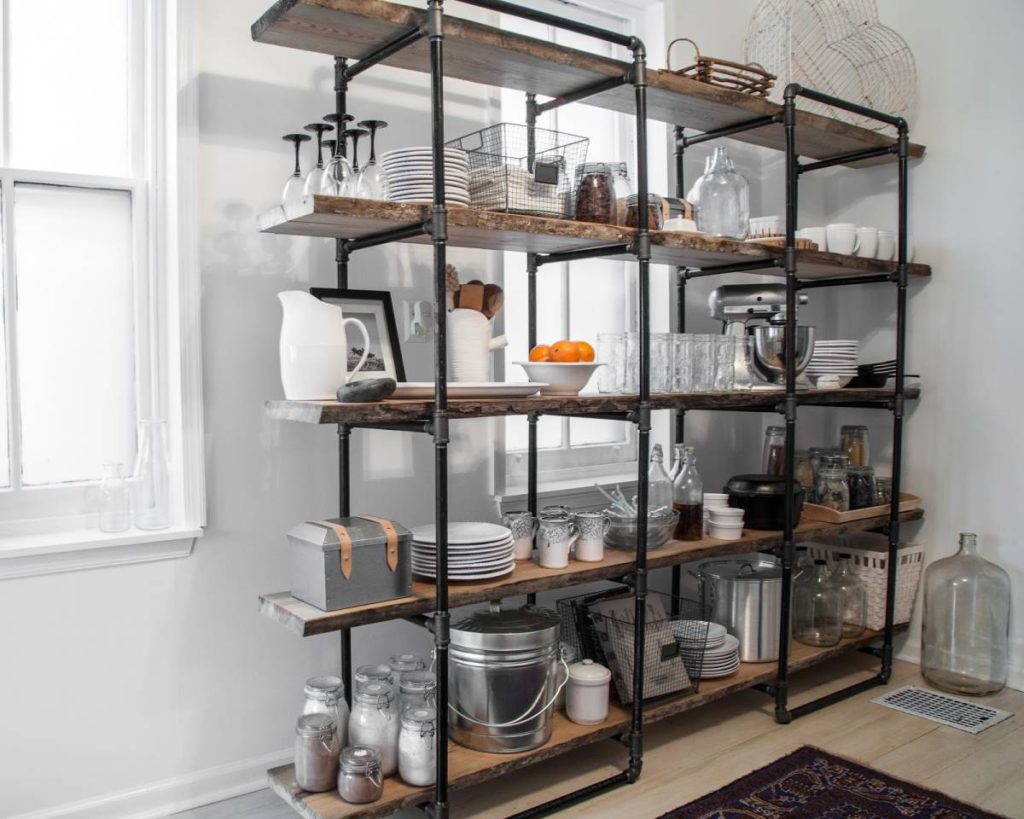 industrial style kitchen storage